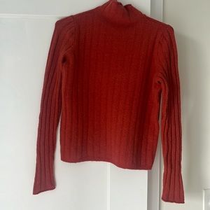 Madewell burnt orange mock turtleneck ribbed sweater